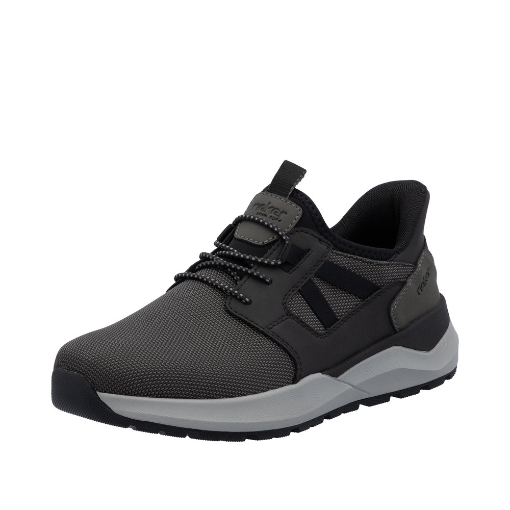 RIEKER Herren Sneaker Slipper schwarz grau 06051-00 Ready-2-Go