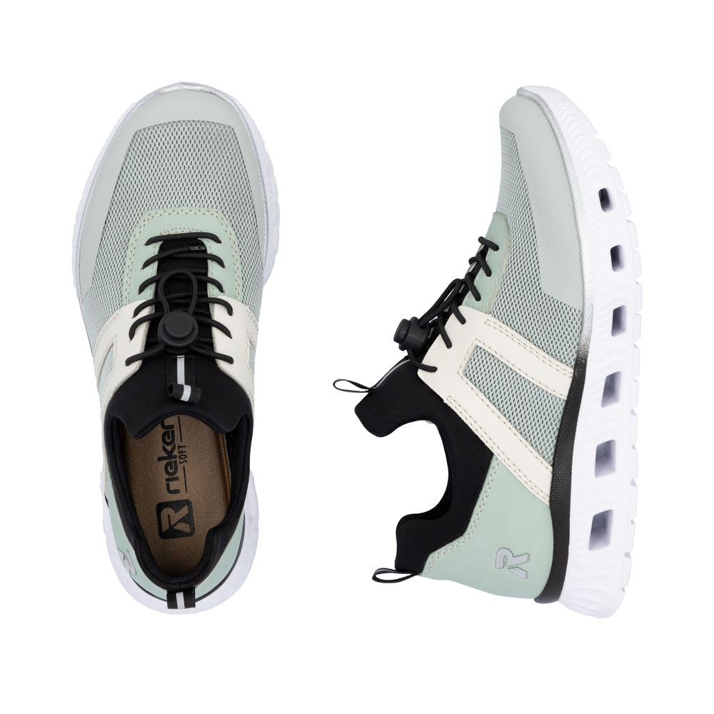 RIEKER Damen Sneaker Slipper grün M6061-52 leicht