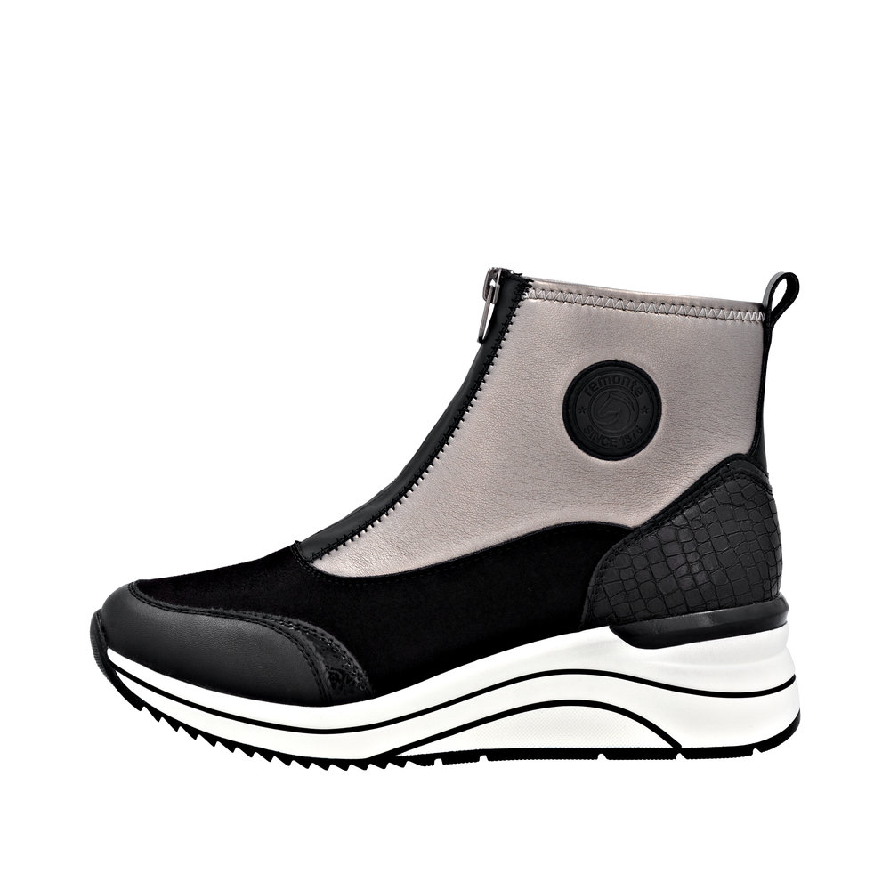 REMONTE Damen Boots Stiefelette schwarz beige D0T78-03 REMONTE Damen Boots Stiefelette schwarz beige D0T78-03