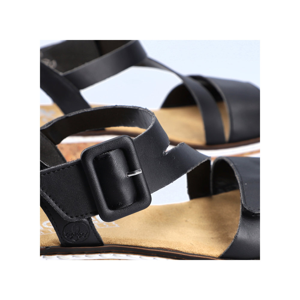 RIEKER Damen Sandale schwarz V3660-02 Leichtgewicht