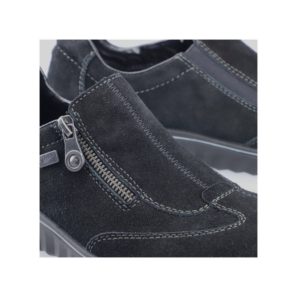 RIEKER Damen Halbschuh Slipper schwarz 59071-00 Reißverschluss