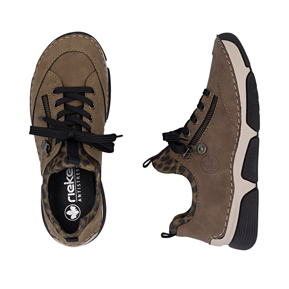 RIEKER Damen Sneaker Slipper braun Leoprint 45973-24