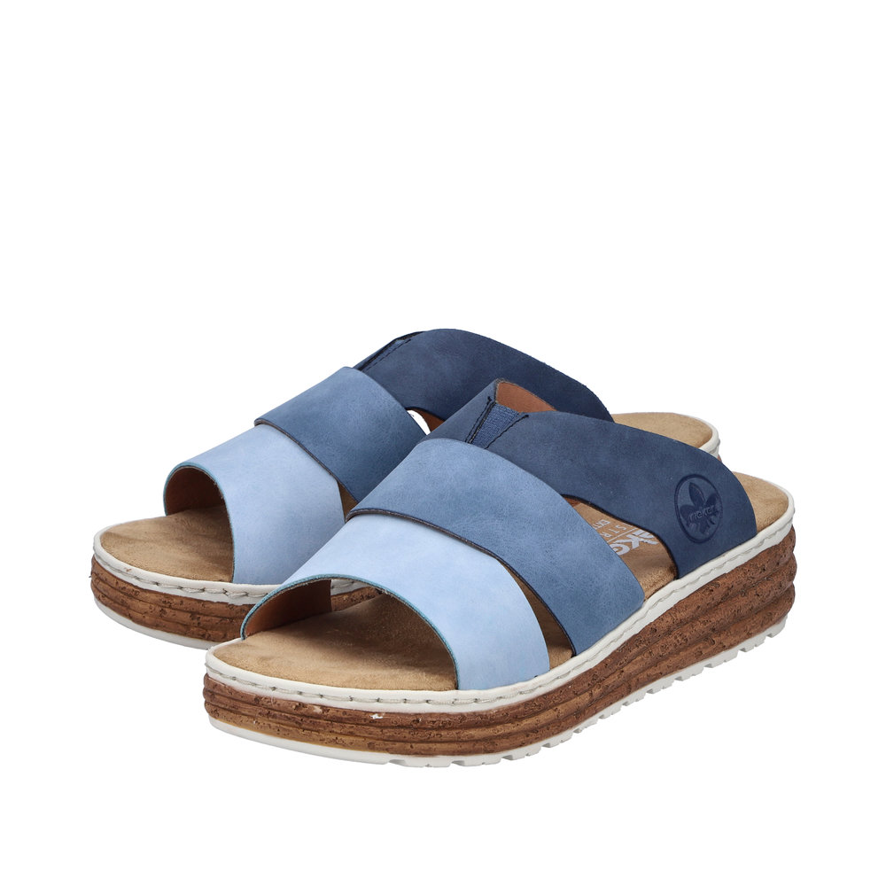 RIEKER Damen Pantolette blau 62780-12 Keilabsatz