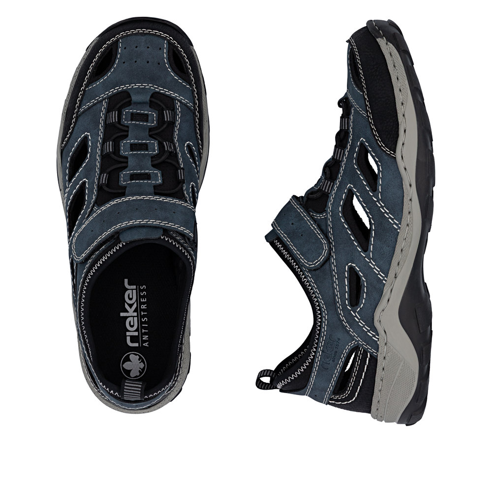 RIEKER Herren Sneaker Slipper blau 08063-14 mit Lochung
