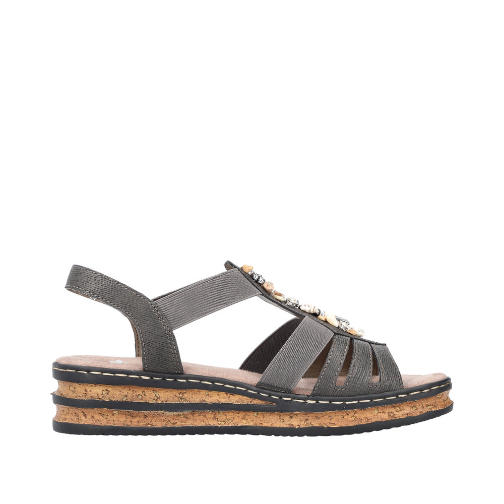 RIEKER Damen Sandale grau 62949-45 Gummizug