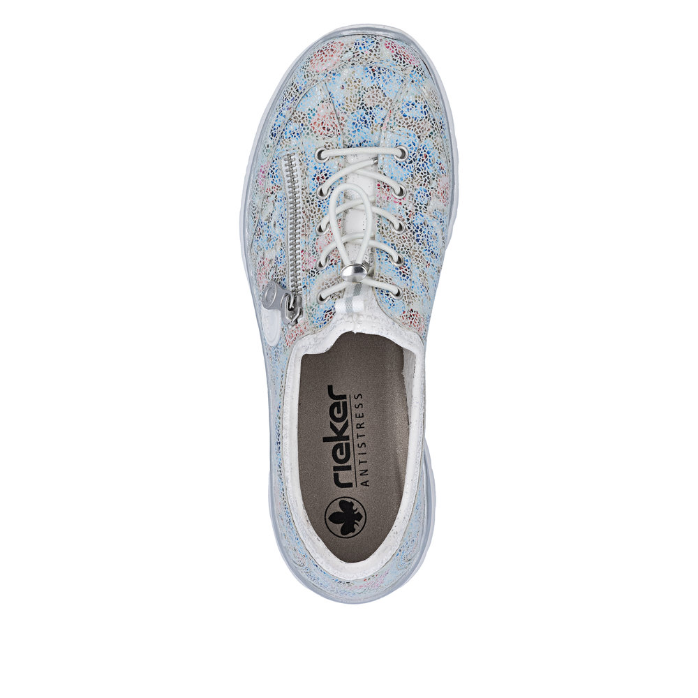 RIEKER Damen Sneaker Slipper weiß bunt L3252-91 Gummizug