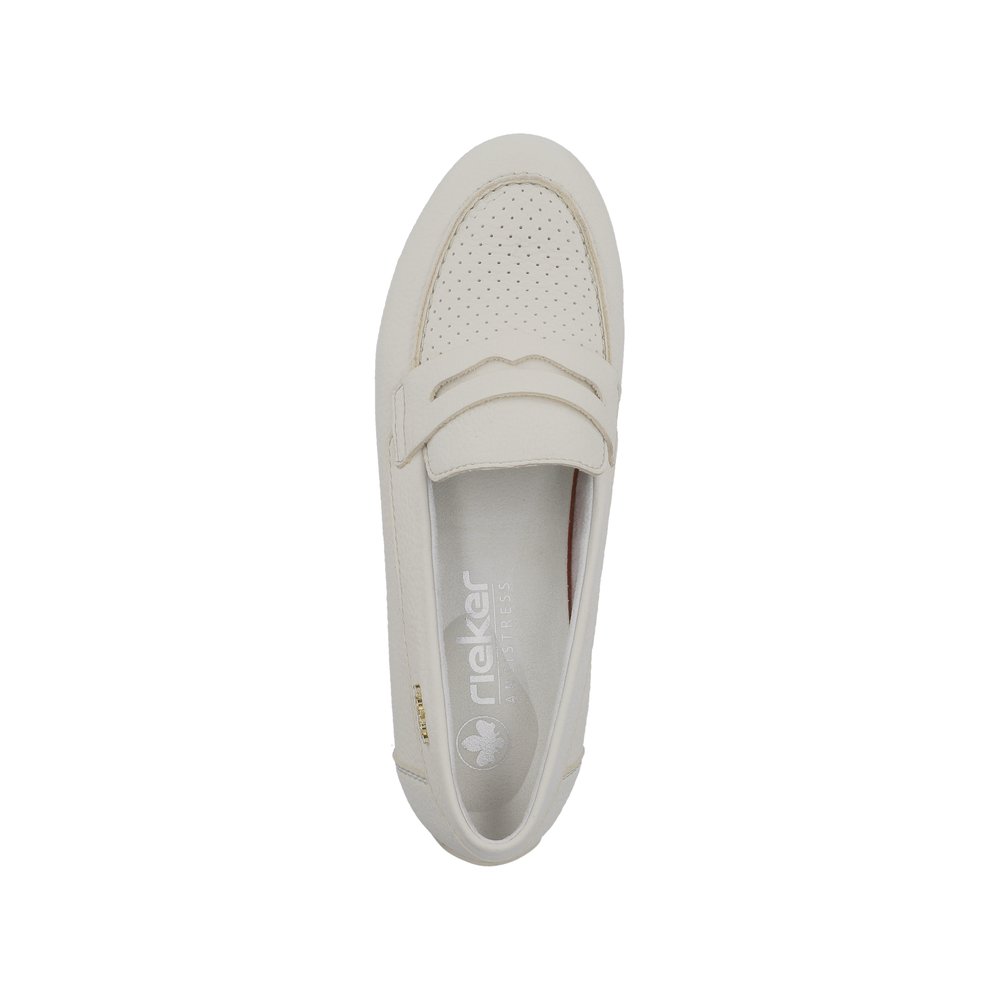 RIEKER Damen Loafer Mokassin creme weiß 43862-80