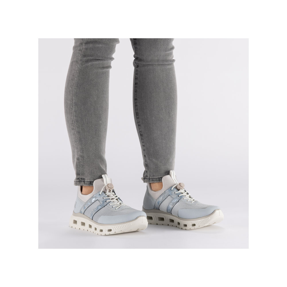 RIEKER Damen Sneaker Slipper blau M6061-12 vegan