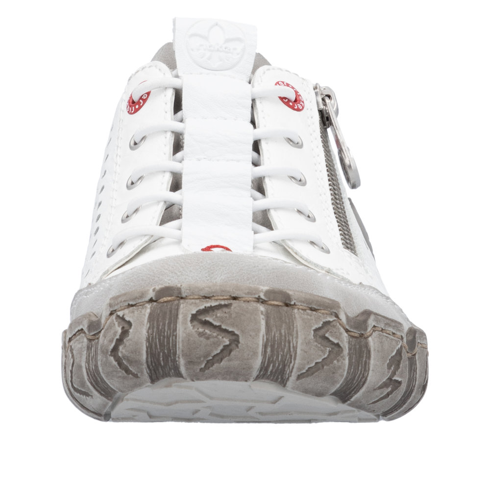 RIEKER Damen Slipper weiß L0355-80 mit Reißverschluss