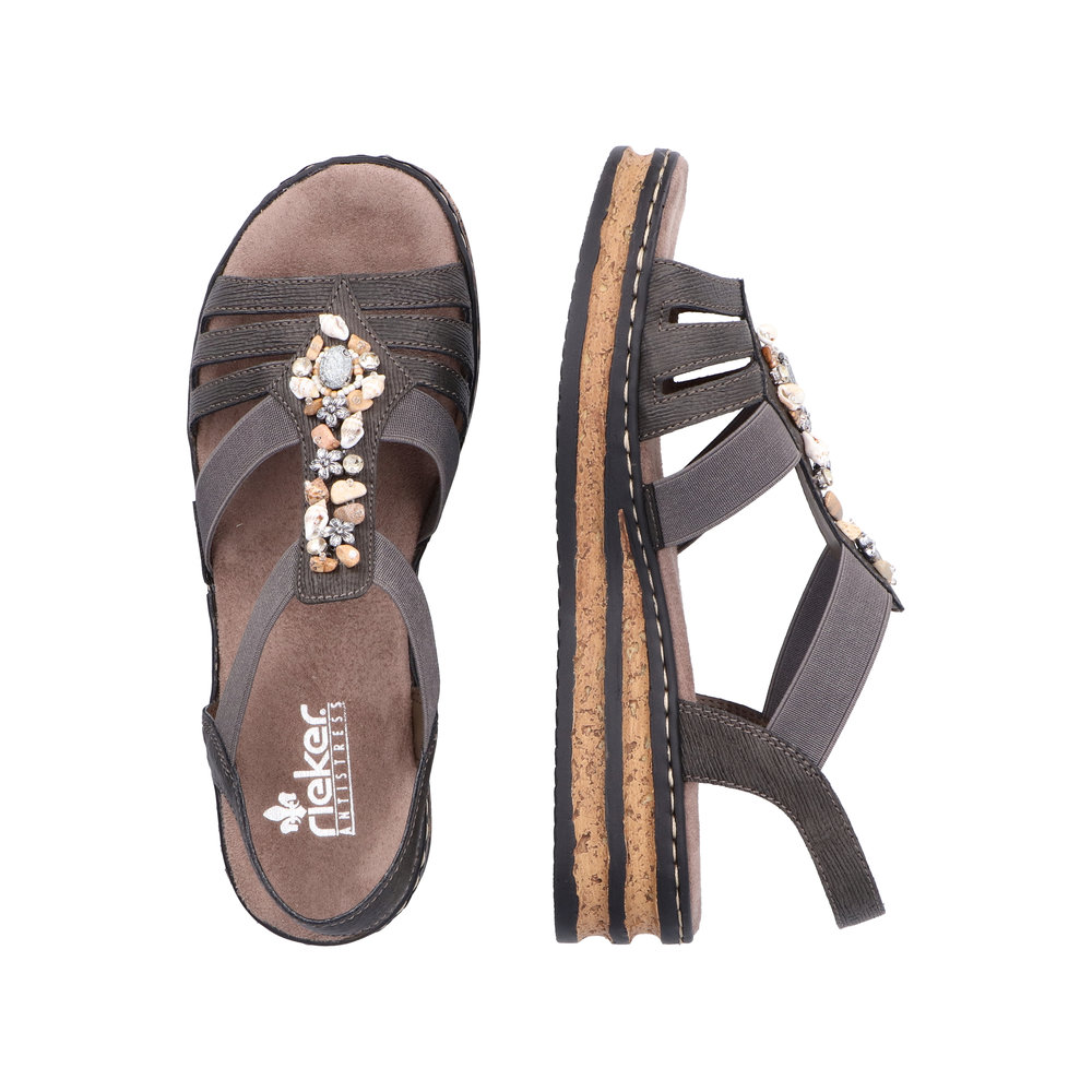 RIEKER Damen Sandale grau 62949-45 Gummizug