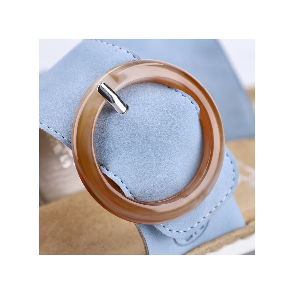 RIEKER Damen Pantolette hellblau V0692-10 Klettverschlüsse