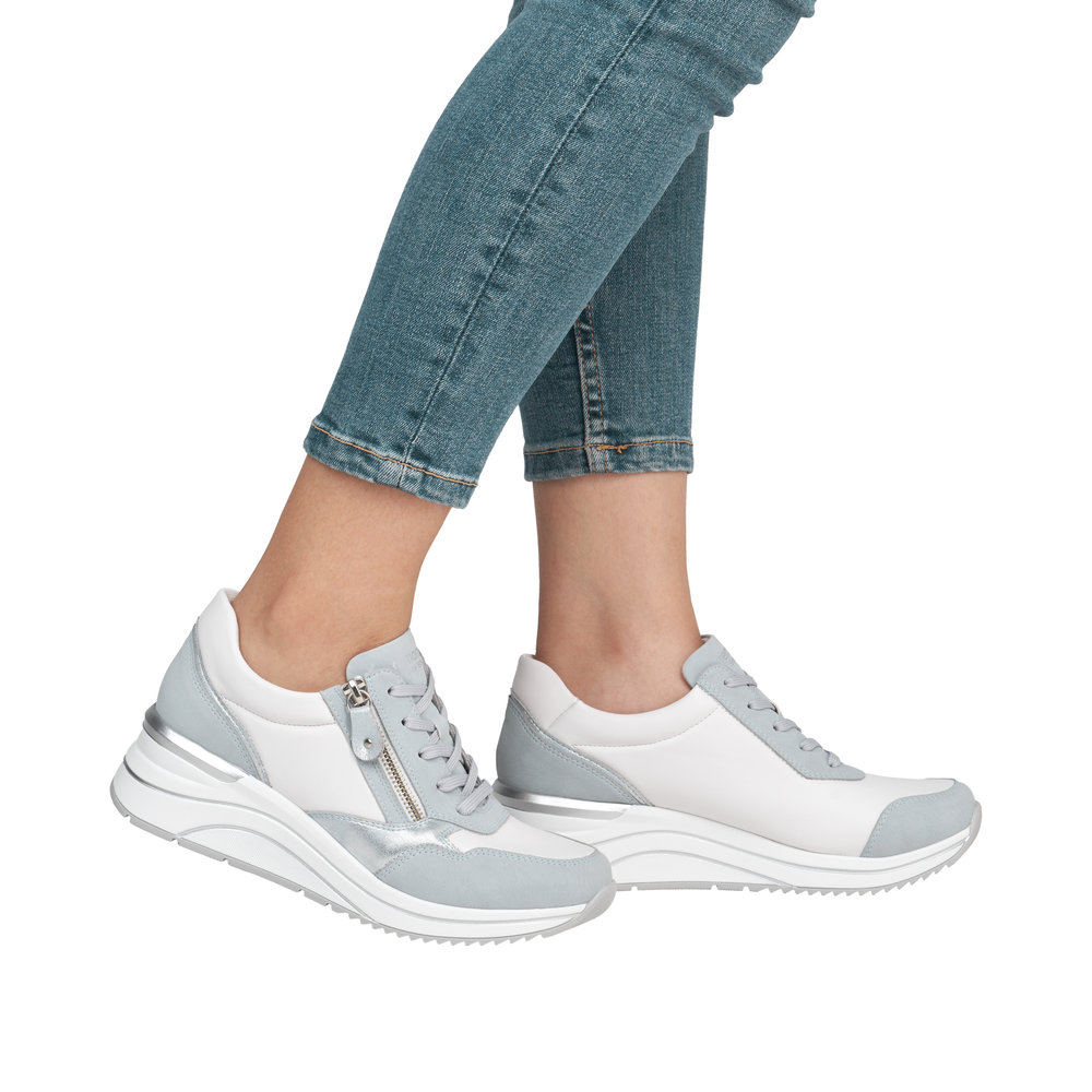 REMONTE Damen Sneaker weiß hellblau D0T01-12 vegan