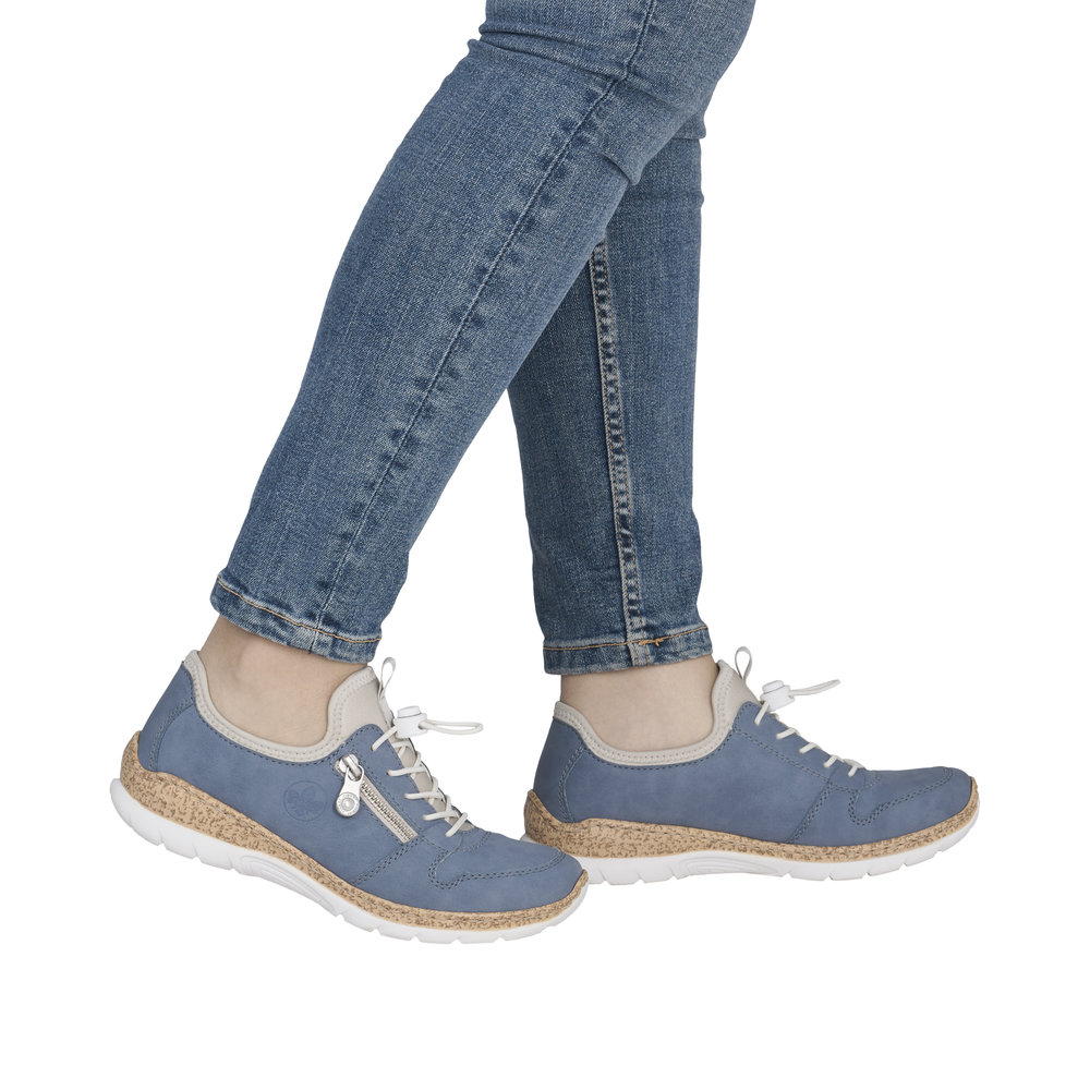 RIEKER Damen Sneaker Slipper blau N42G0-14 mit Gummizug