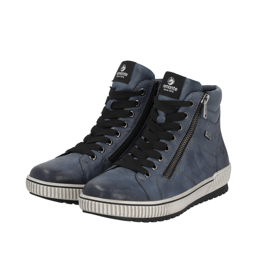 REMONTE Damen Stiefelette Blau D0772-14 Leder und TEX