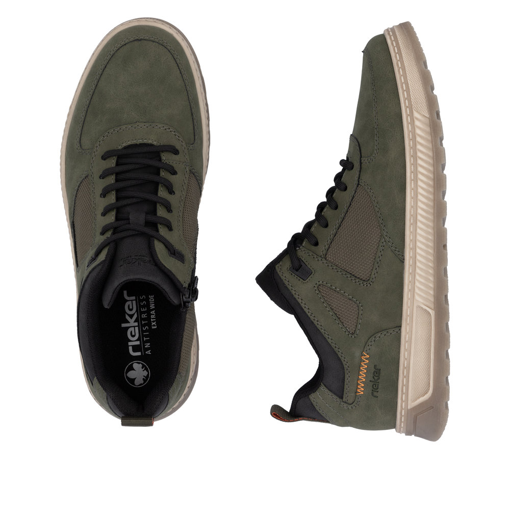 RIEKER Herren Sneaker Halbschuh grün 37004-54 mit Reißverschluss