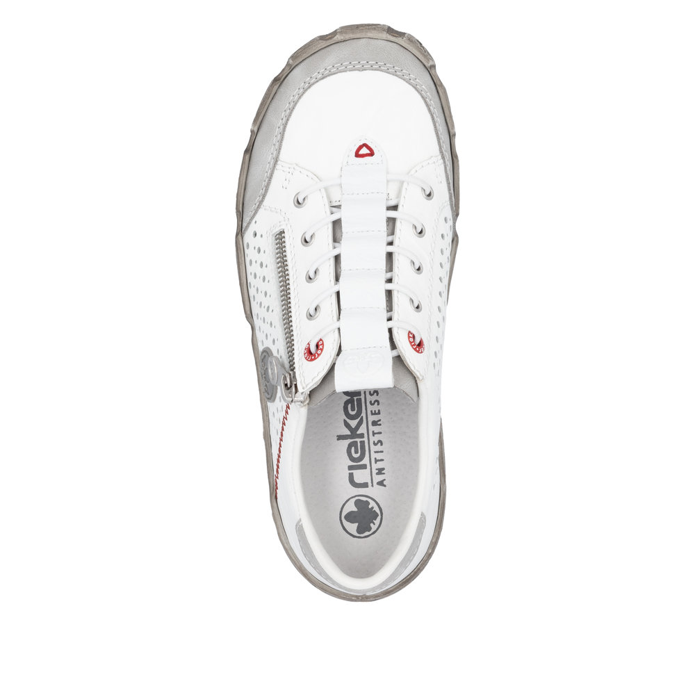 RIEKER Damen Slipper weiß L0355-80 mit Reißverschluss