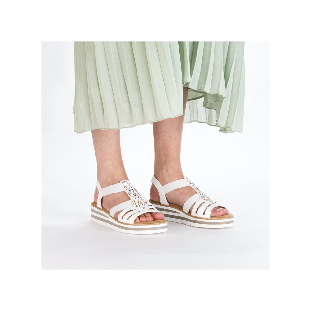 RIEKER Damen Sandale weiß V0240-80 Gummizug
