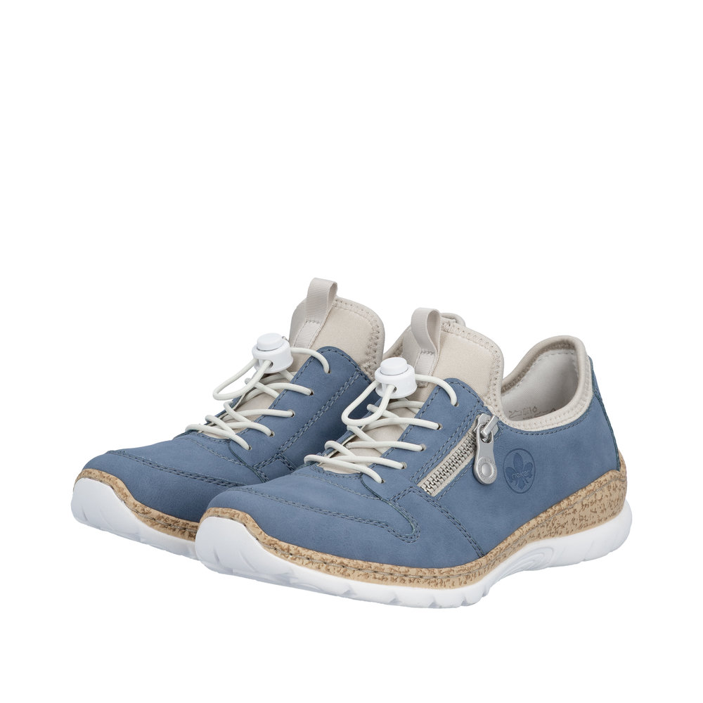 RIEKER Damen Sneaker Slipper blau N42G0-14 mit Gummizug