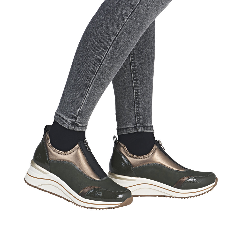 REMONTE Damen Sneaker grün gold D0T08-54 vegan
