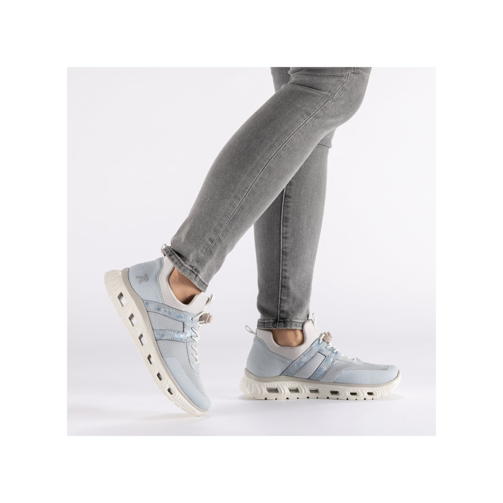 RIEKER Damen Sneaker Slipper blau M6061-12 vegan