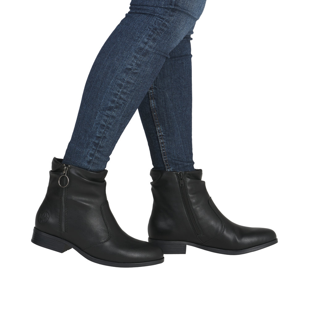 RIEKER Damen Stiefelette schwarz 77041-00 mit Reißverschluss