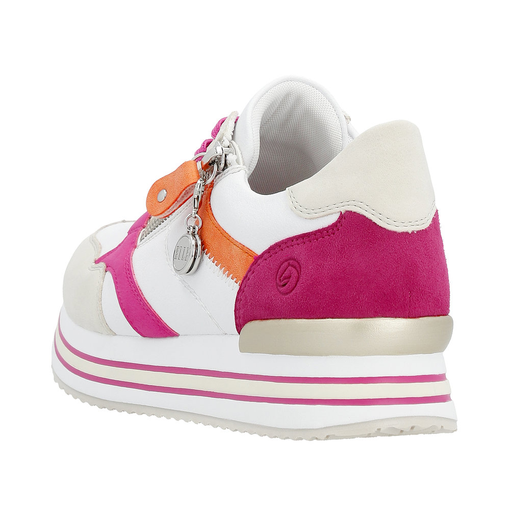 REMONTE Damen Sneaker weiß pink orange D1323-80 echt Leder