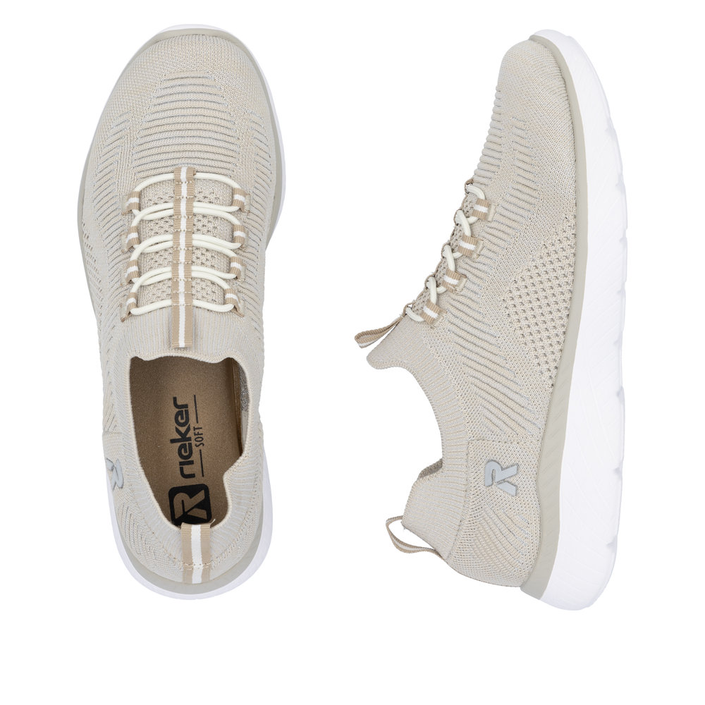 RIEKER Damen Sneaker Slipper beige M5074-64 super leicht