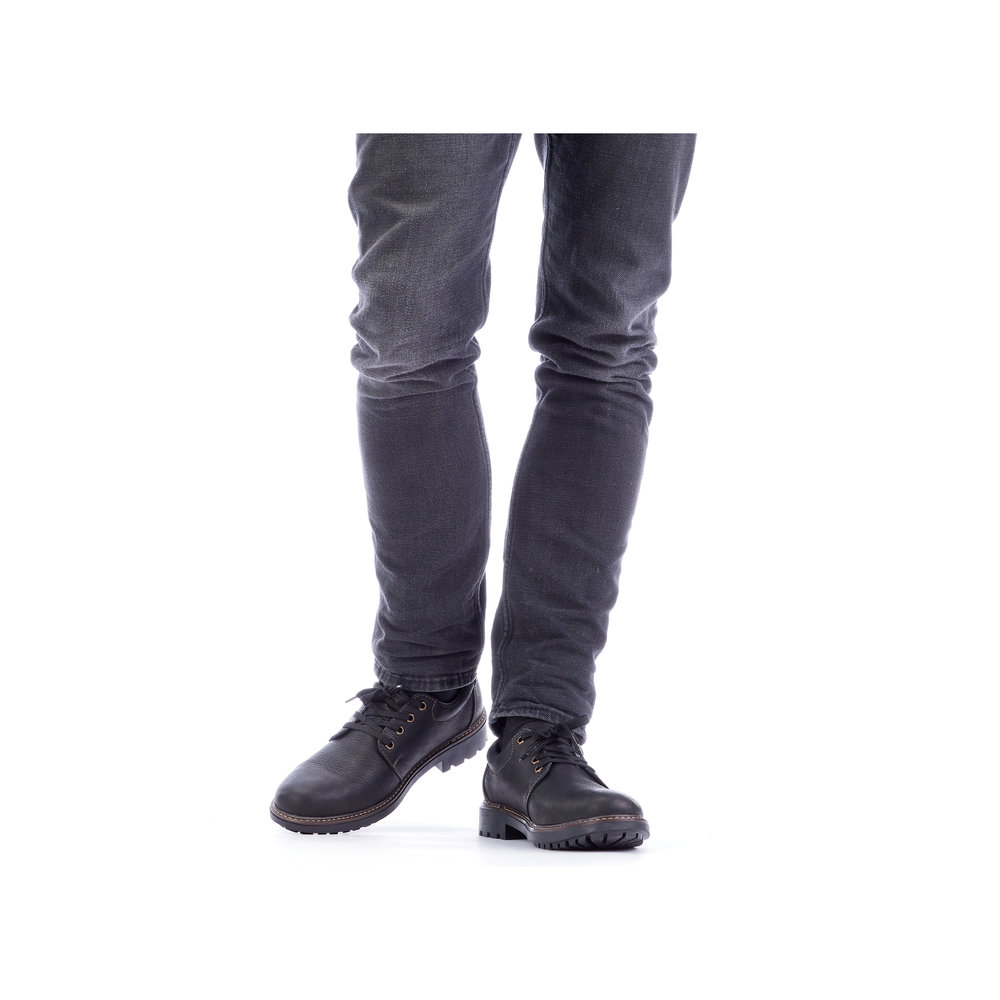 RIEKER Herren Halbschuh schwarz B4610-00 Leder und TEX