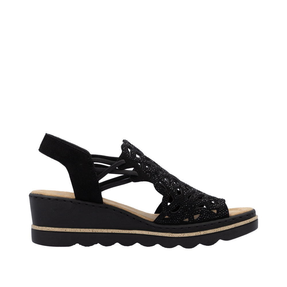 RIEKER Damen Sandalette schwarz 67465-00 mit Glitzer