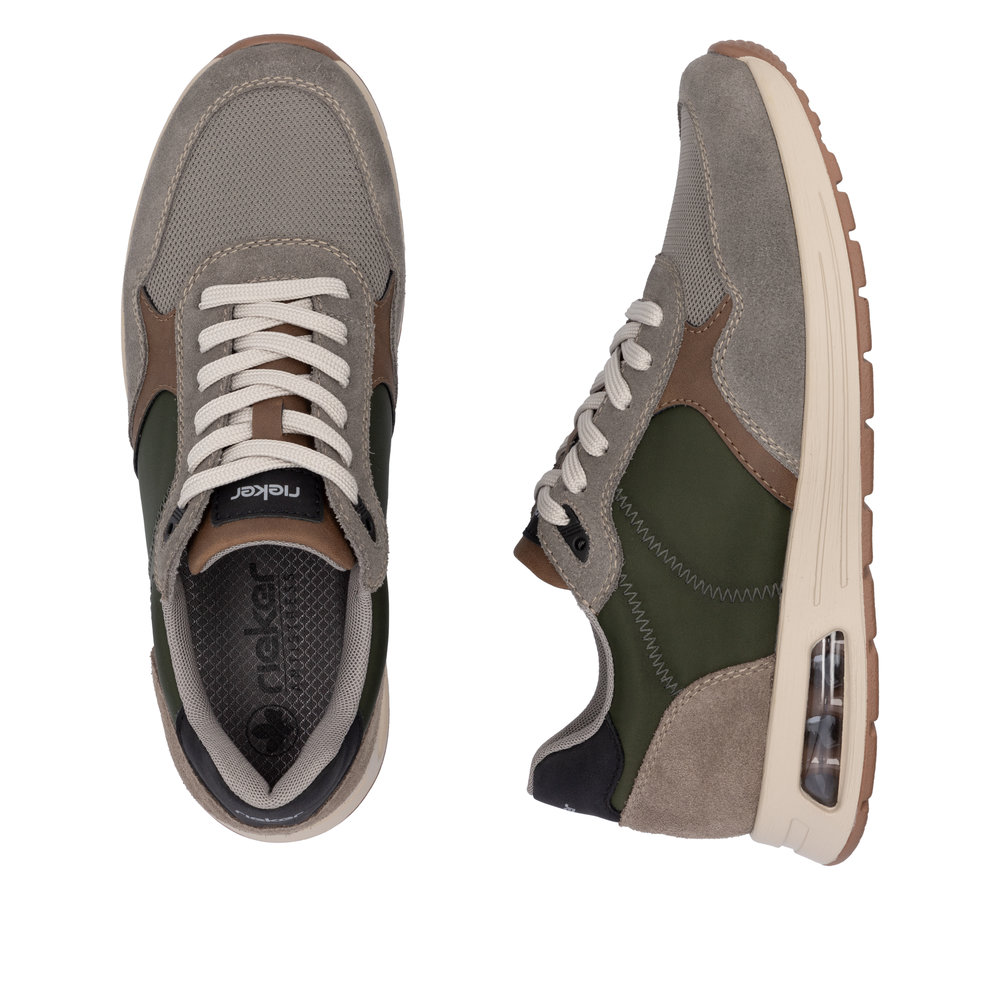 RIEKER Herren Sneaker beige grün B1000-60 lose Einlage
