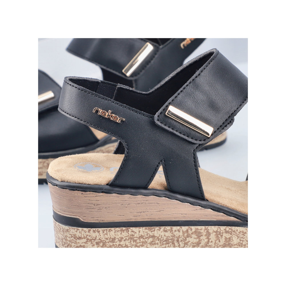 RIEKER Damen Sandale schwarz 63781-00 Keilabsatz