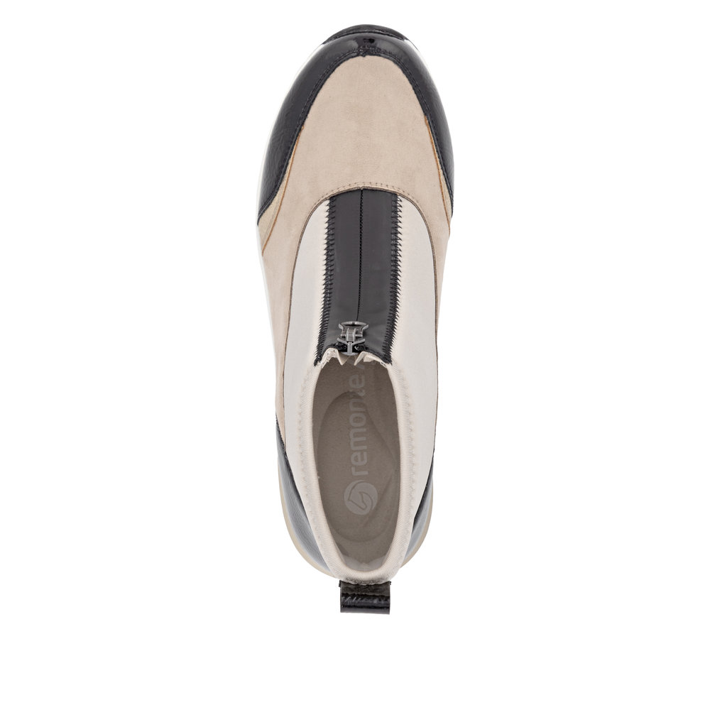 REMONTE Damen Boots Stiefelette schwarz beige D0T78-60