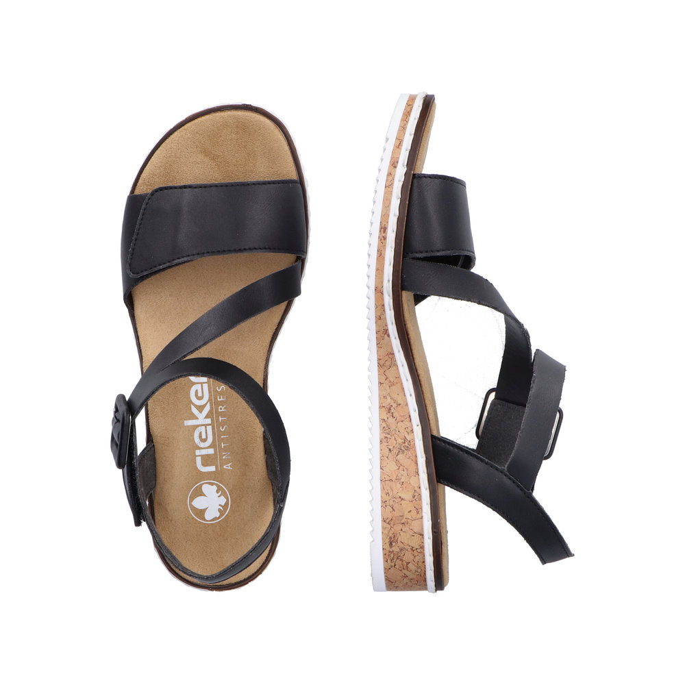 RIEKER Damen Sandale schwarz V3660-02 Leichtgewicht