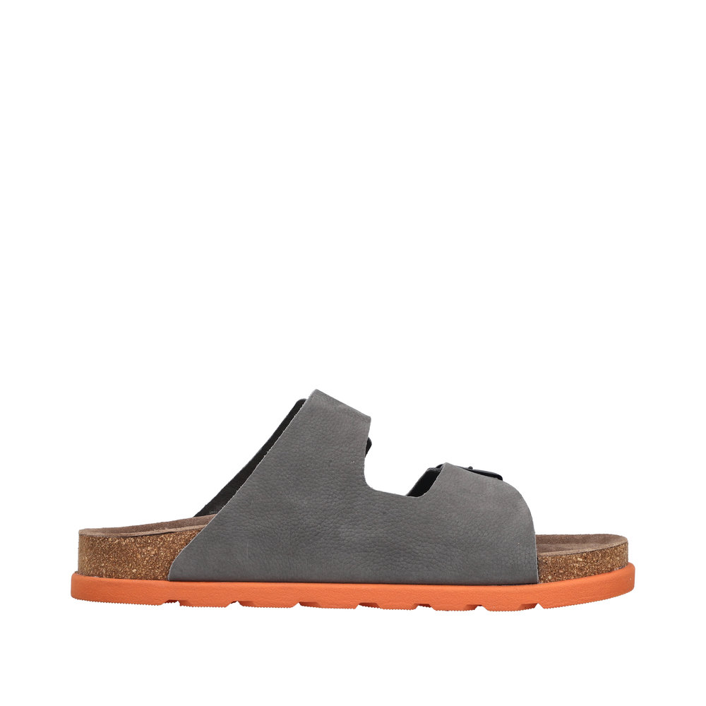 RIEKER Herren Pantolette grau 21190-40 Tieffußbett Leder