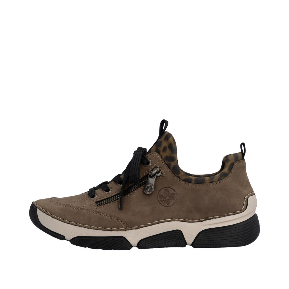 RIEKER Damen Sneaker Slipper braun Leoprint 45973-24