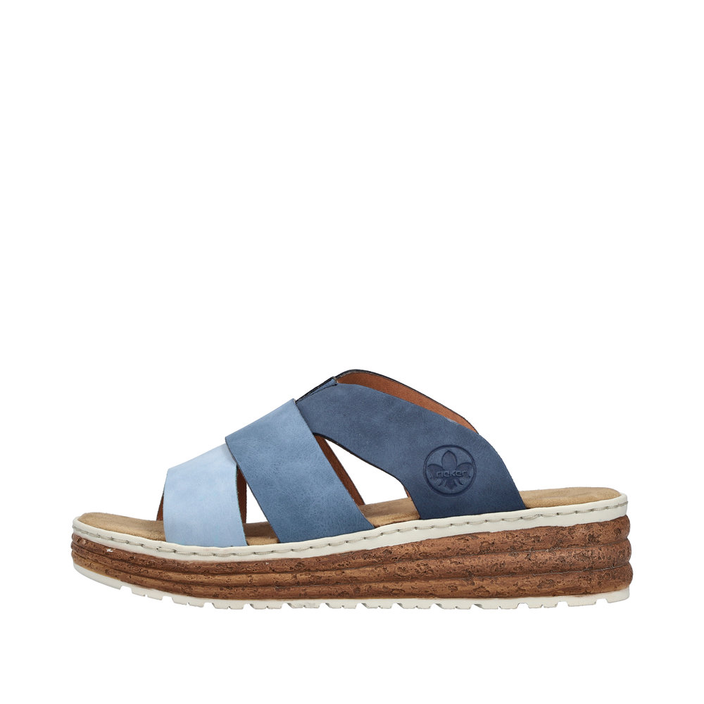 RIEKER Damen Pantolette blau 62780-12 Keilabsatz RIEKER Damen Pantolette blau 62780-12 Keilabsatz