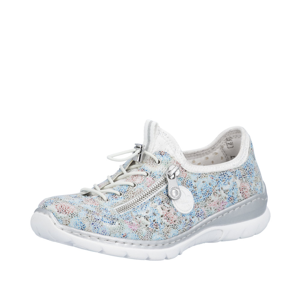 RIEKER Damen Sneaker Slipper weiß bunt L3252-91 Gummizug
