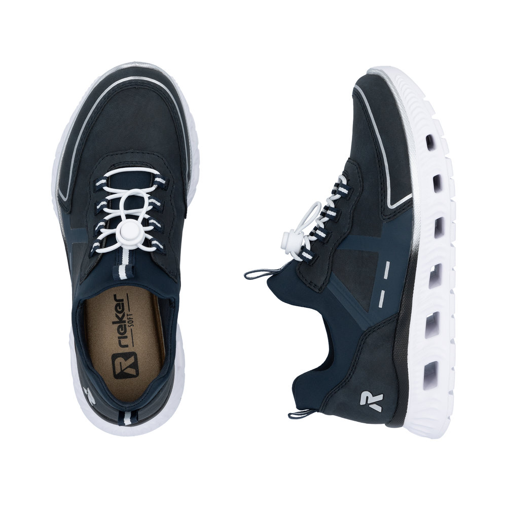 RIEKER Damen Sneaker Slipper blau M6062-14 EVA Sohle