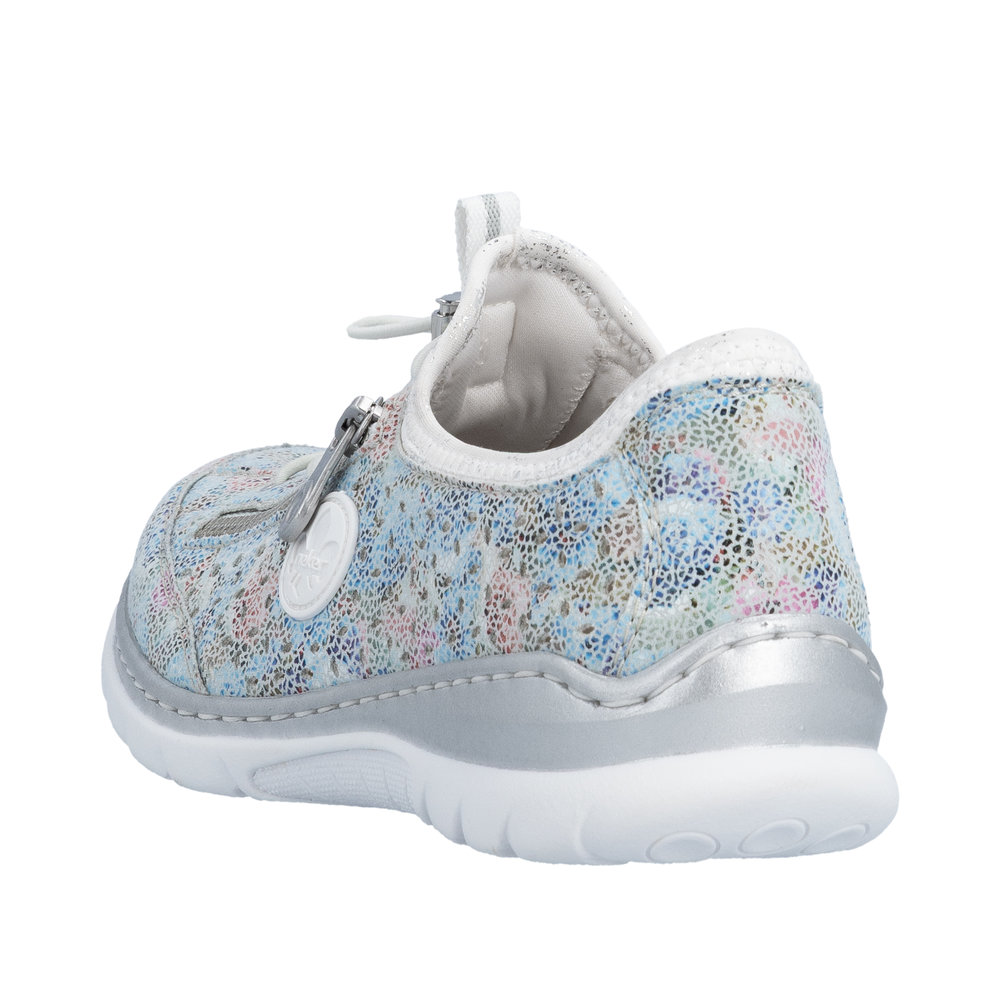 RIEKER Damen Sneaker Slipper weiß bunt L3252-91 Gummizug