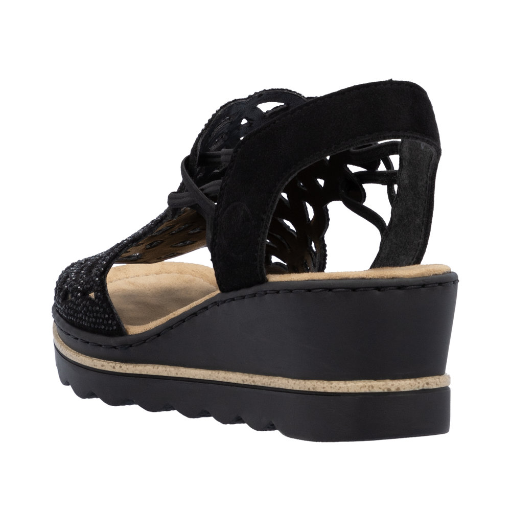 RIEKER Damen Sandalette schwarz 67465-00 mit Glitzer RIEKER Damen Sandalette schwarz 67465-00 mit Glitzer