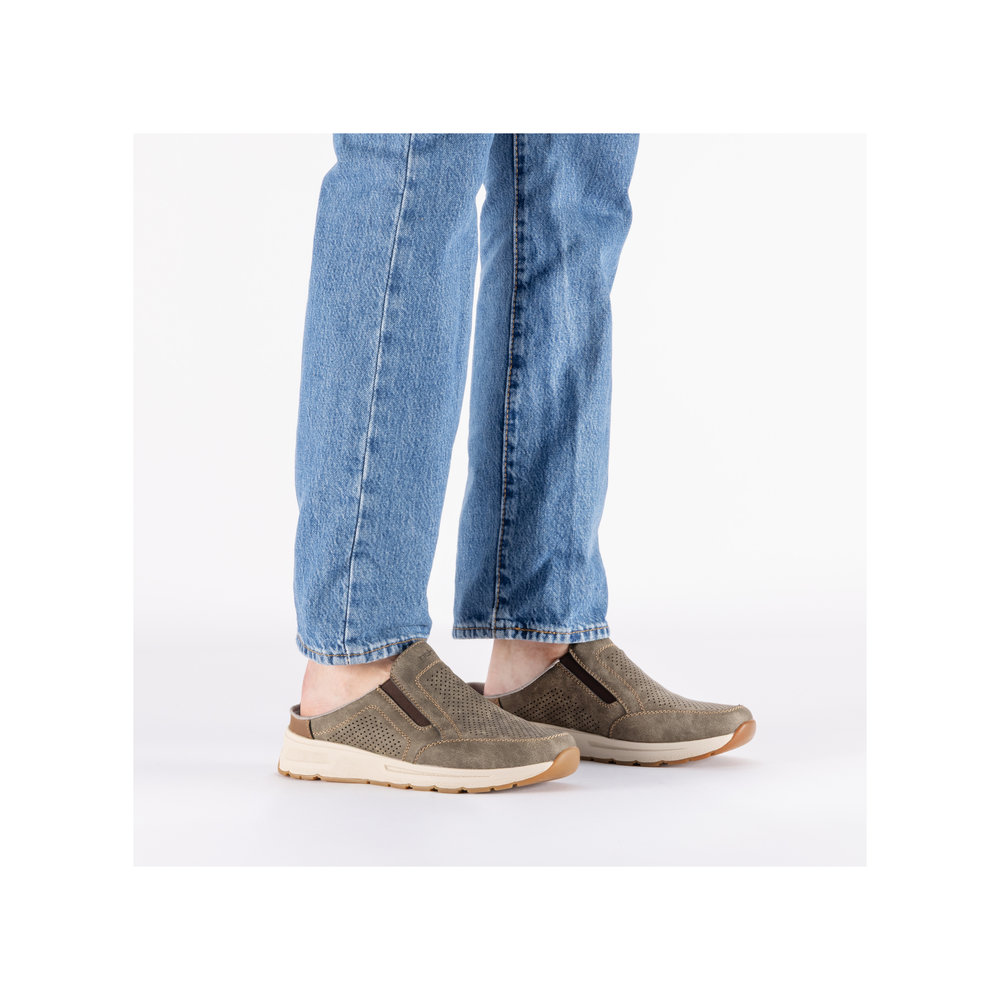 RIEKER Herren Clogs Sabot braun grau B0760-25 lose Einlage