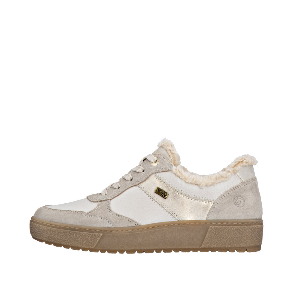 REMONTE Damen Retro Sneaker weiß beige D2T02-80 mit Warmfutter REMONTE Damen Retro Sneaker weiß beige D2T02-80 mit Warmfutter