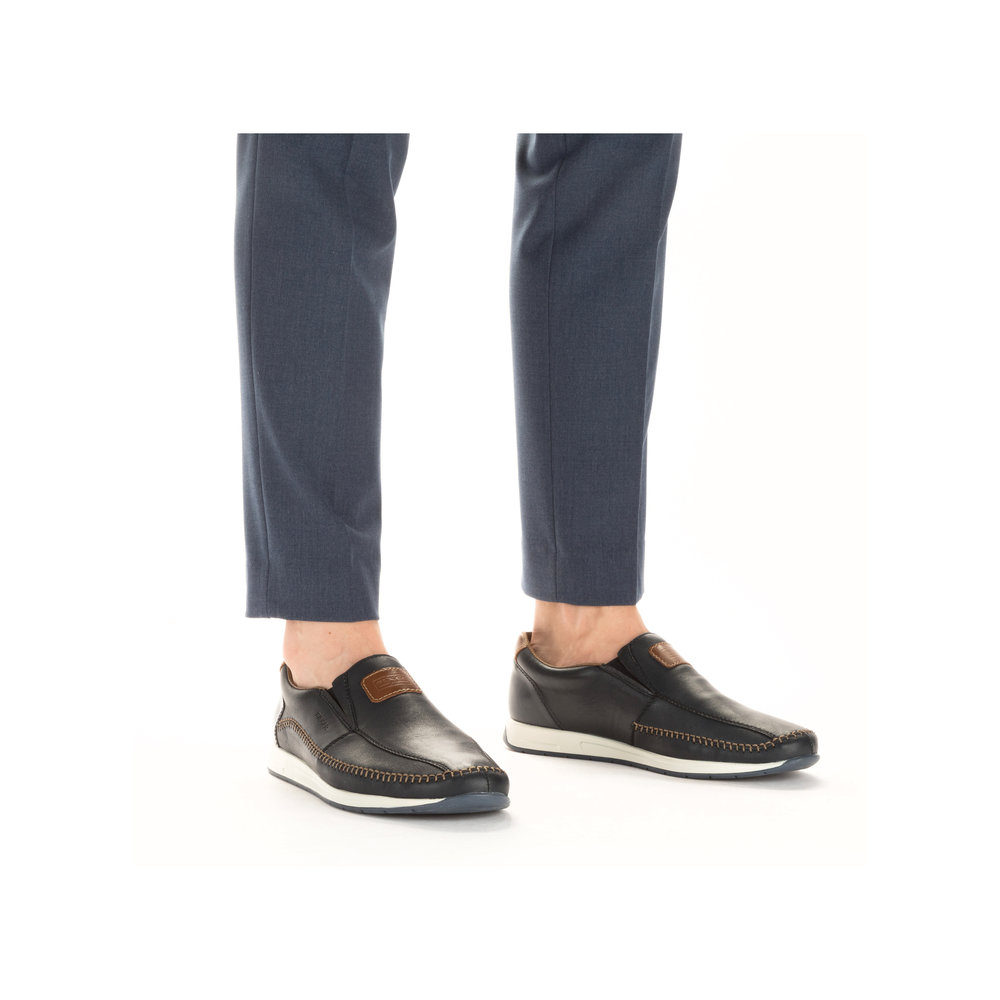 RIEKER Herren Slipper blau 11962-14 echt Leder