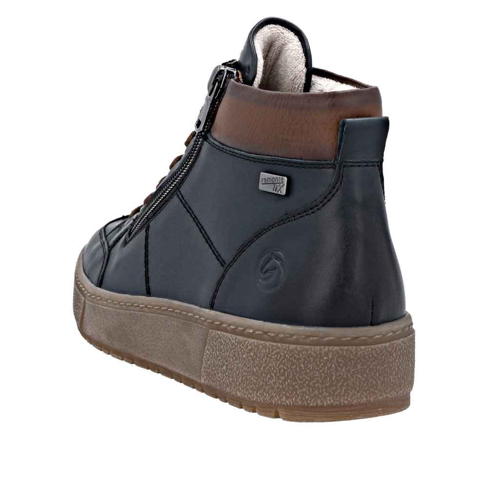 REMONTE Damen Stiefelette blau braun D2T70-14 echt Leder