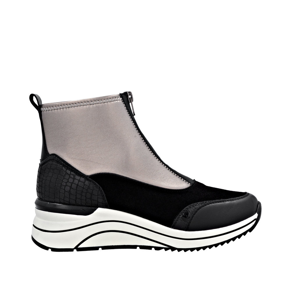 REMONTE Damen Boots Stiefelette schwarz beige D0T78-03