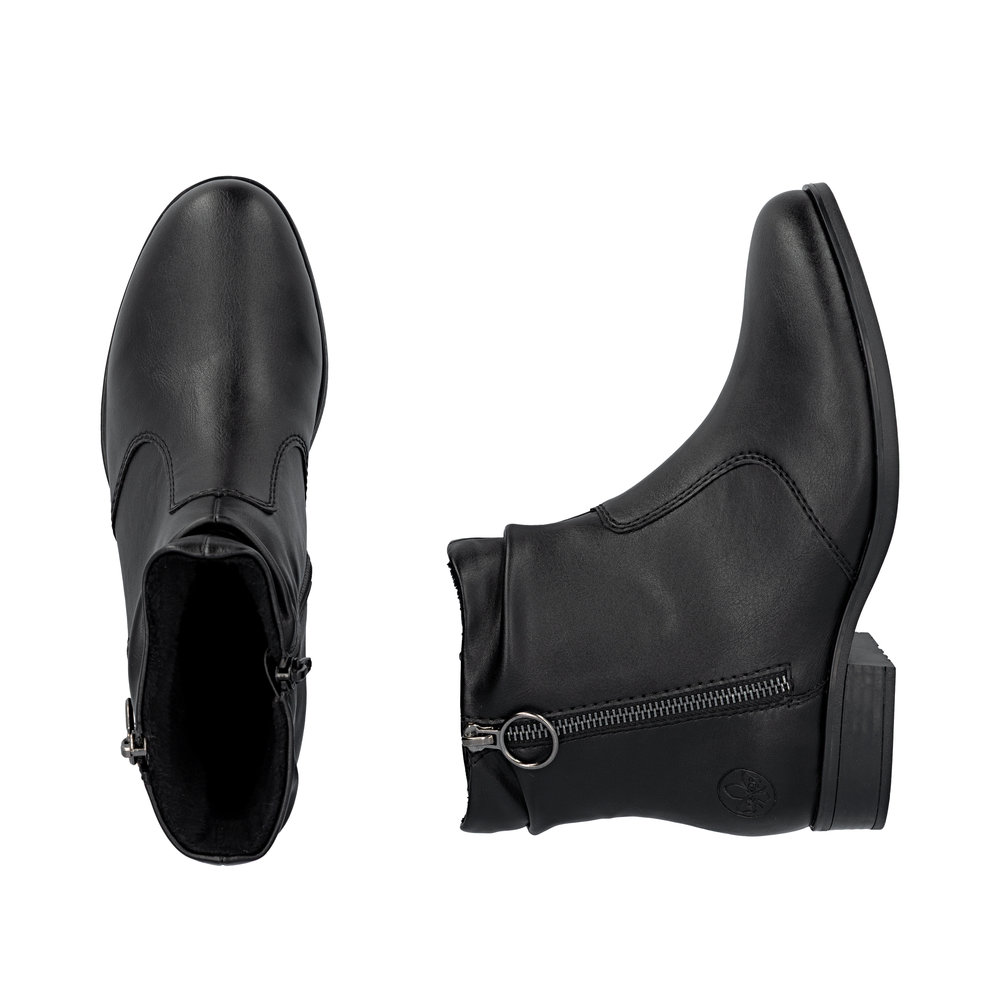 RIEKER Damen Stiefelette schwarz 77041-00 mit Reißverschluss