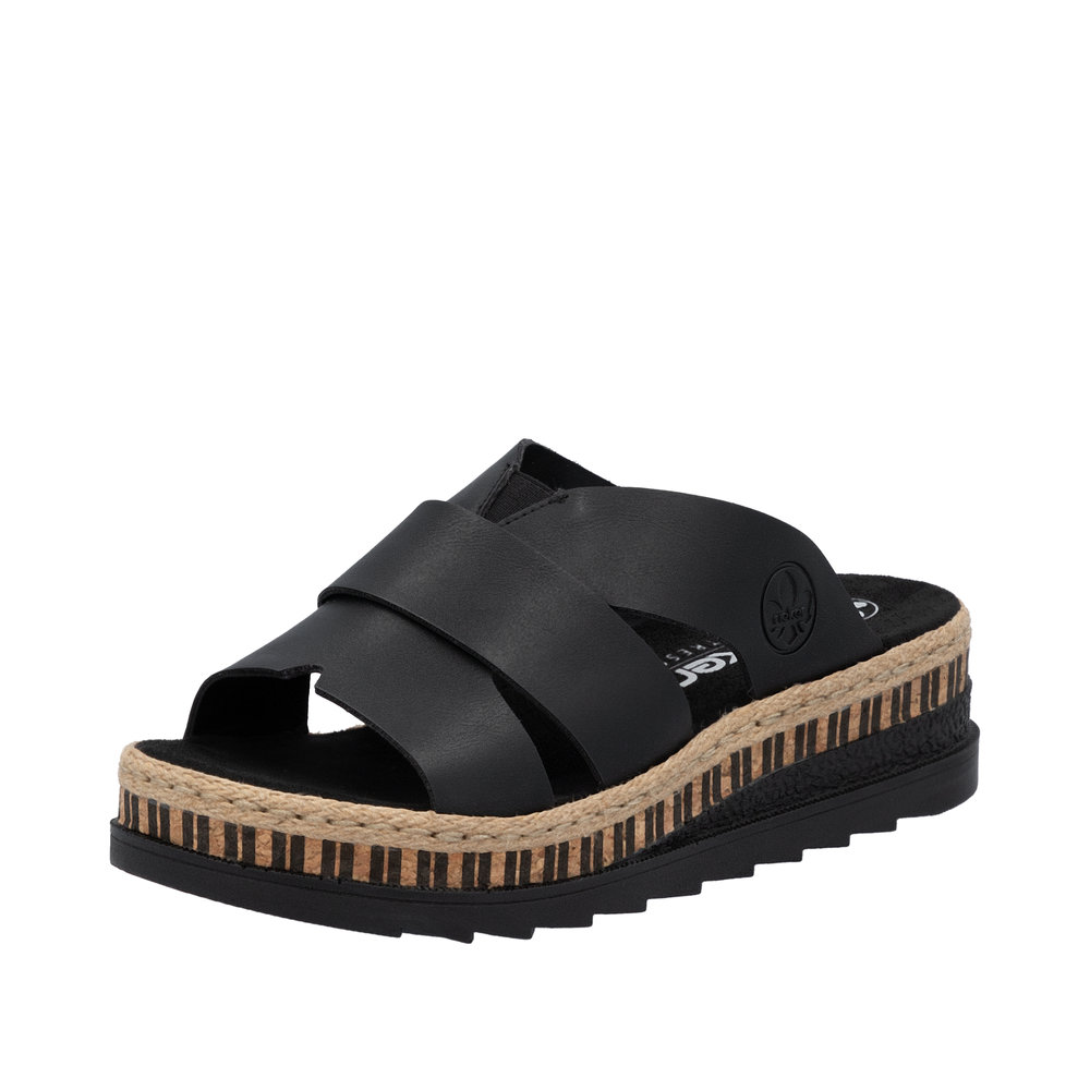 RIEKER Damen Pantolette schwarz V7989-00 Keilabsatz