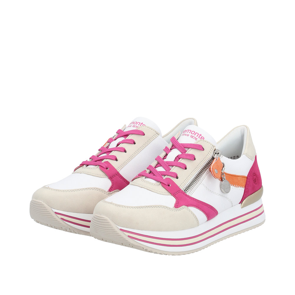 REMONTE Damen Sneaker weiß pink orange D1323-80 echt Leder