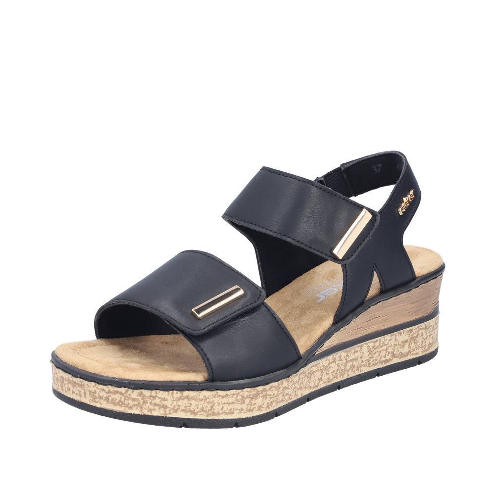 RIEKER Damen Sandale schwarz 63781-00 Keilabsatz RIEKER Damen Sandale schwarz 63781-00 Keilabsatz