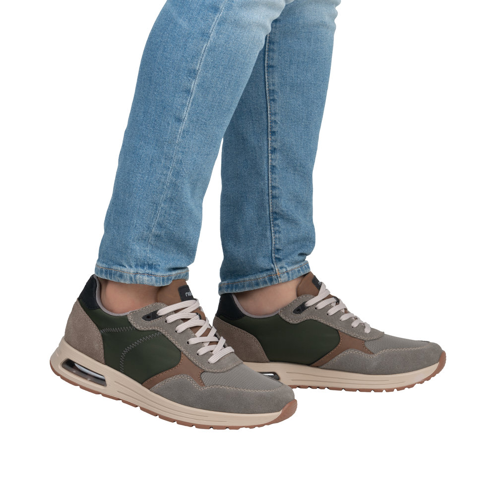 RIEKER Herren Sneaker beige grün B1000-60 lose Einlage